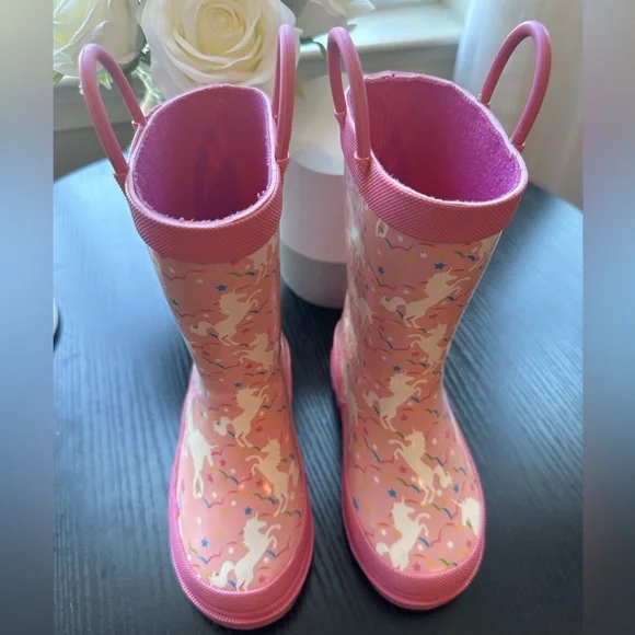 London Fog Pink Unicorn Toddler Girl Rain Boots - Picture 1 of 3